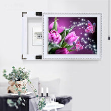 Charger l&#39;image dans la galerie, Fleur de papillon - diamant rond complet - 40x30cm
