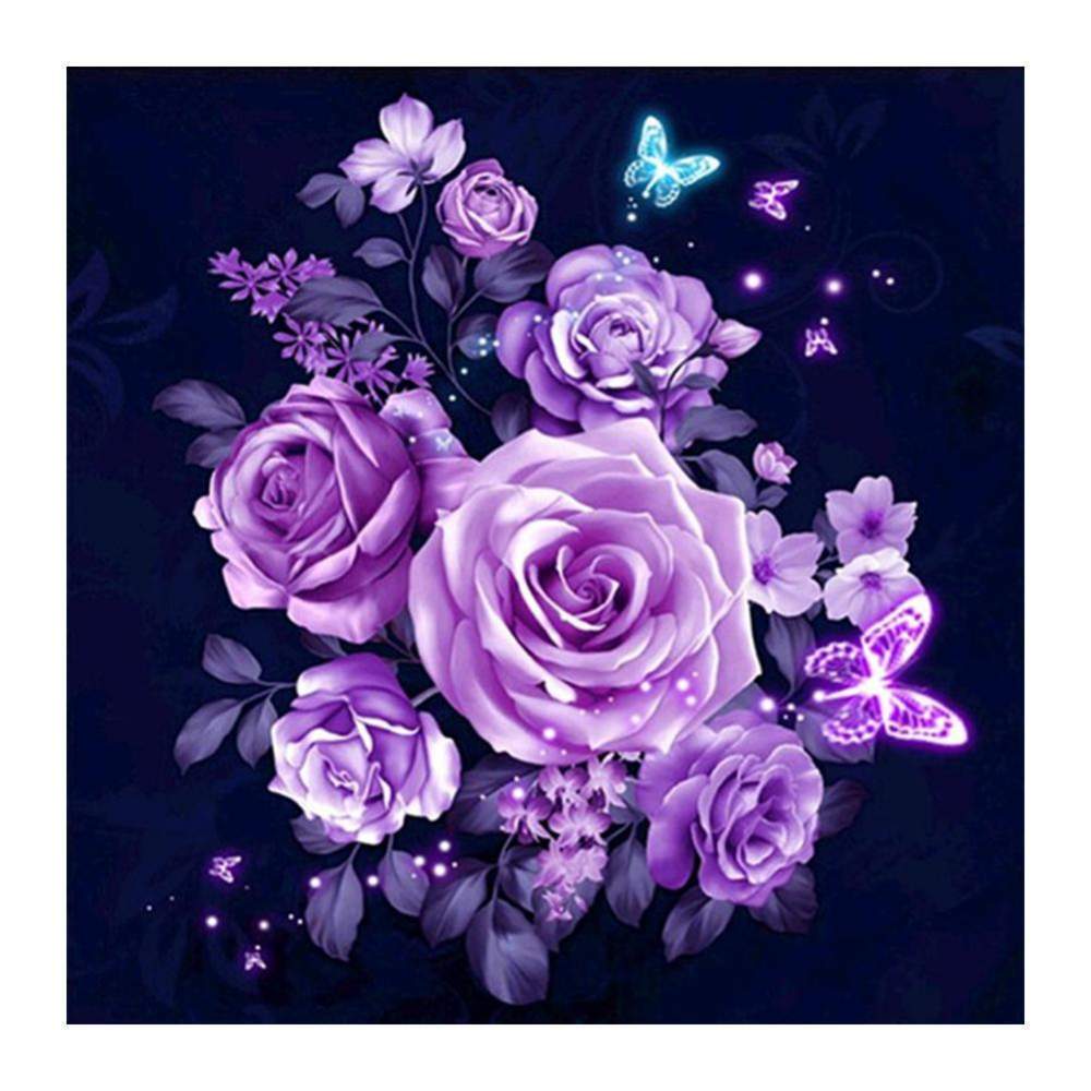Rose - diamant rond complet - 30x30cm