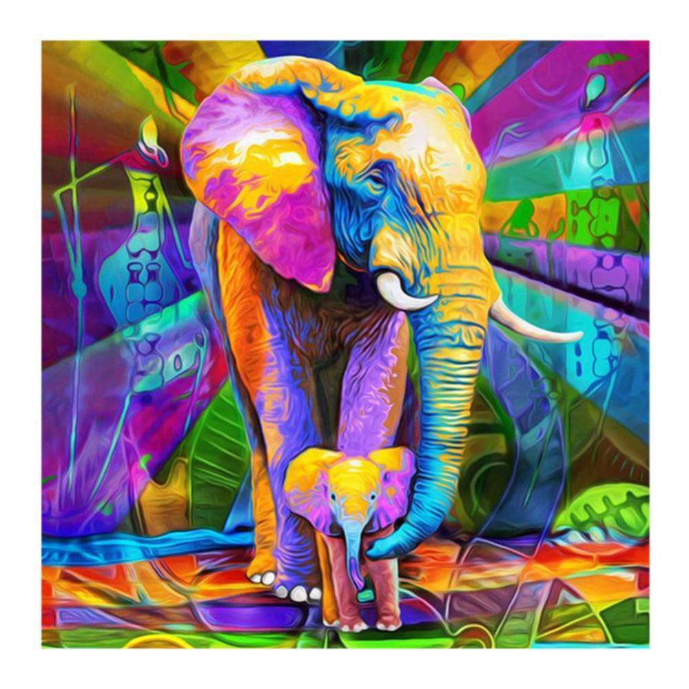Éléphant - diamant rond complet - 30x30cm