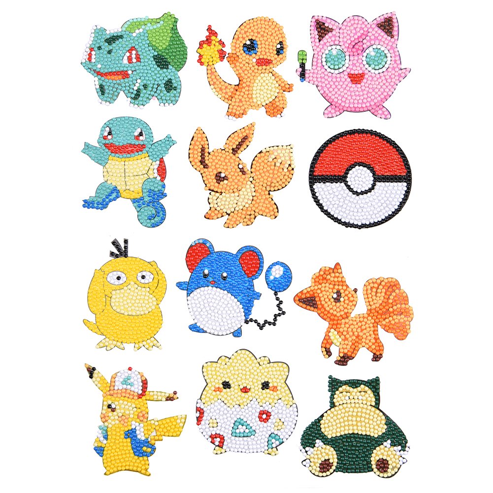 12pcs Pokemon - 5d bricolage artisanat autocollants