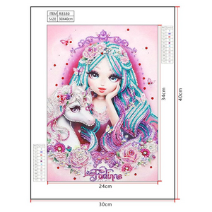 Strass en cristal de diamant - fille et licorne