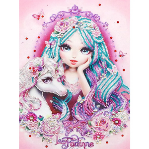 Strass en cristal de diamant - fille et licorne