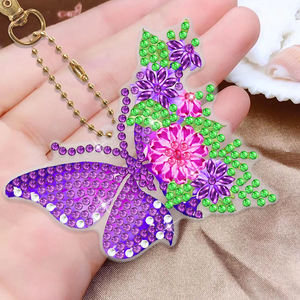 6 pcs DIY Diamant Peinture Porte-clés - Papillon