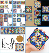 Charger l&#39;image dans la galerie, 6pcs/set +1 rack de stockage-Mandala-Bois Diamond Coaster
