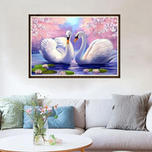 Charger l&#39;image dans la galerie, Deux cygnes blancs - Complet DP 40x30cm
