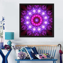Charger l&#39;image dans la galerie, Fleur pourpre - diamant rond complet - 30x30cm
