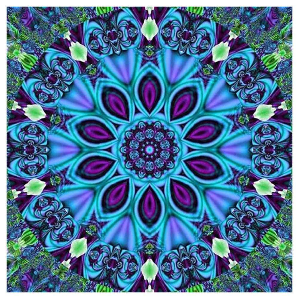 Fleur géométrique - diamant rond complet - 25x25cm