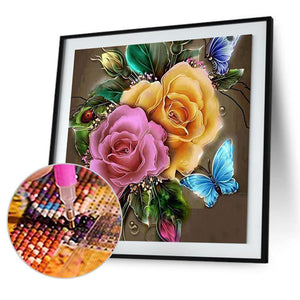 Fleurs charmantes - peinture en diamant complet - 30x30cm