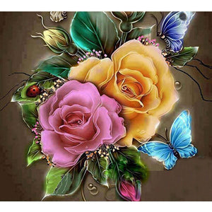 Fleurs charmantes - peinture en diamant complet - 30x30cm