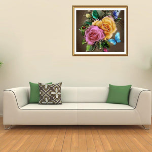 Fleurs charmantes - peinture en diamant complet - 30x30cm