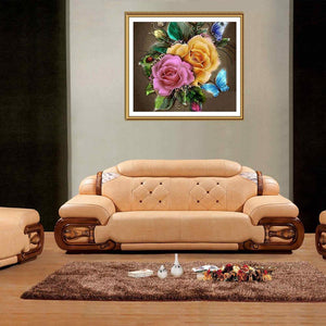 Fleurs charmantes - peinture en diamant complet - 30x30cm