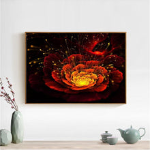 Charger l&#39;image dans la galerie, Fleur rouge - diamant rond complet - 40x30cm
