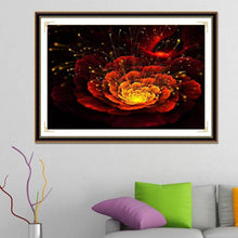Charger l&#39;image dans la galerie, Fleur rouge - diamant rond complet - 40x30cm
