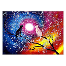 Charger l&#39;image dans la galerie, Arbre de chats - diamant rond complet - 30x40cm
