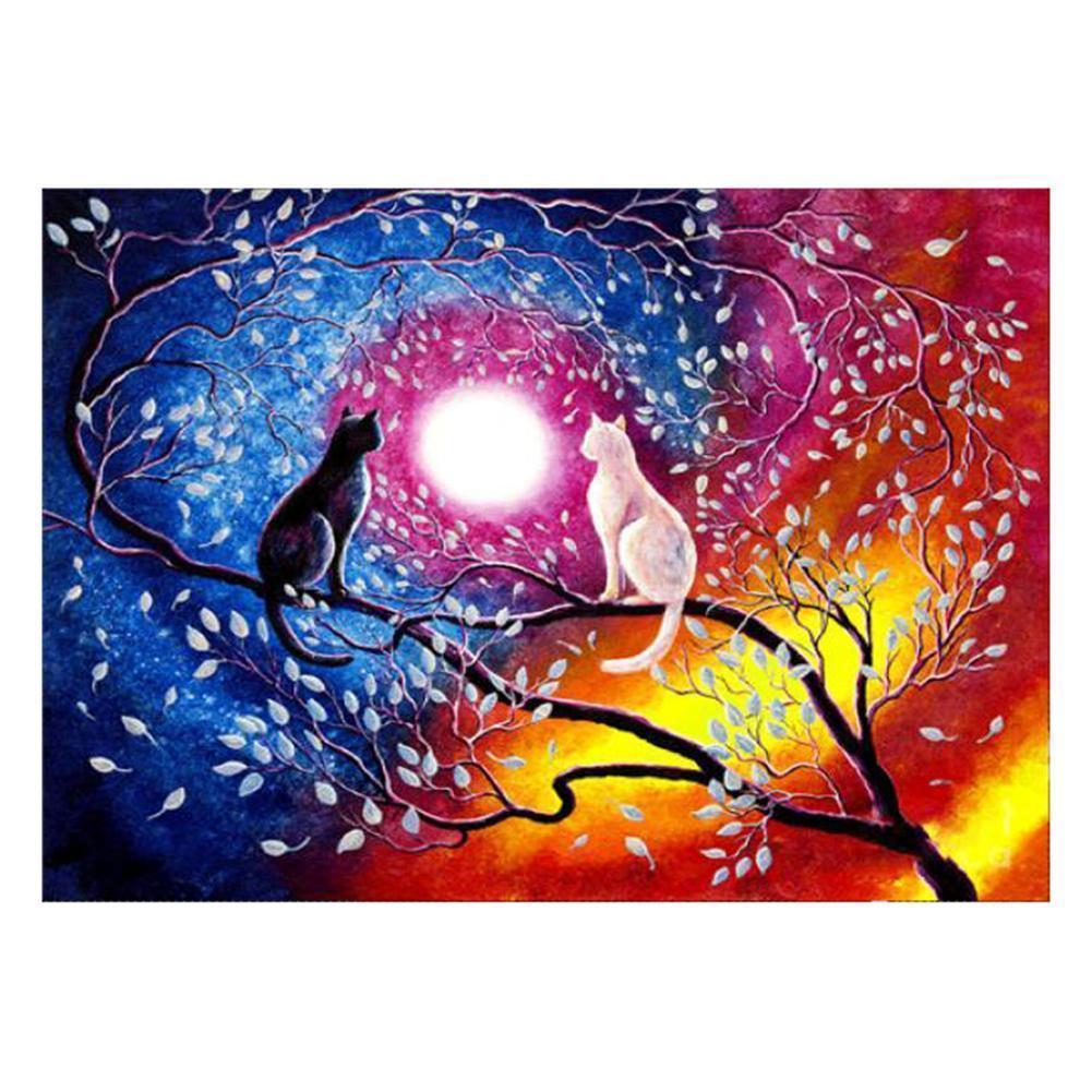 Arbre de chats - diamant rond complet - 30x40cm