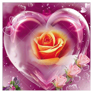 Rose - diamant rond complet - 30x30cm