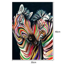 Charger l&#39;image dans la galerie, Zèbres colorés - peinture en diamant complet - 40x30cm
