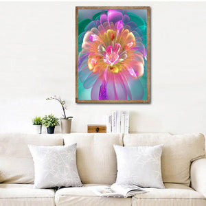 Point de fleur fluorescent - diamant rond complet - 30x40cm