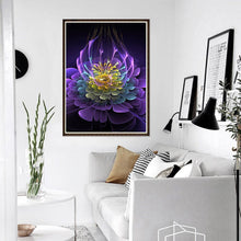 Charger l&#39;image dans la galerie, Fleur fluorescente - diamant rond complet - 30x40cm
