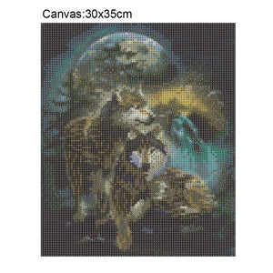 Loup - diamant rond complet - 30x35cm