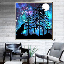 Charger l&#39;image dans la galerie, Loup de bois - diamant rond complet - 30x30cm
