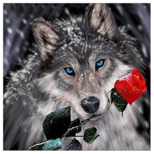 Charger l&#39;image dans la galerie, Loup rose - diamant rond complet - 30x30cm
