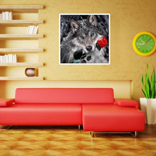 Charger l&#39;image dans la galerie, Loup rose - diamant rond complet - 30x30cm
