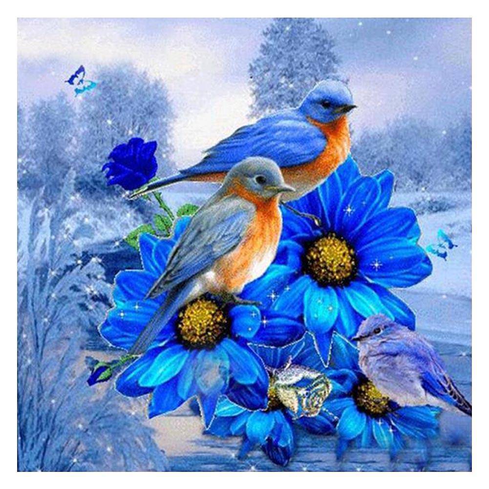 Oiseaux - diamant rond complet - 30x30cm