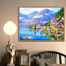 Charger l&#39;image dans la galerie, Ville de bord de mer - peinture complète de diamant - 40x30cm
