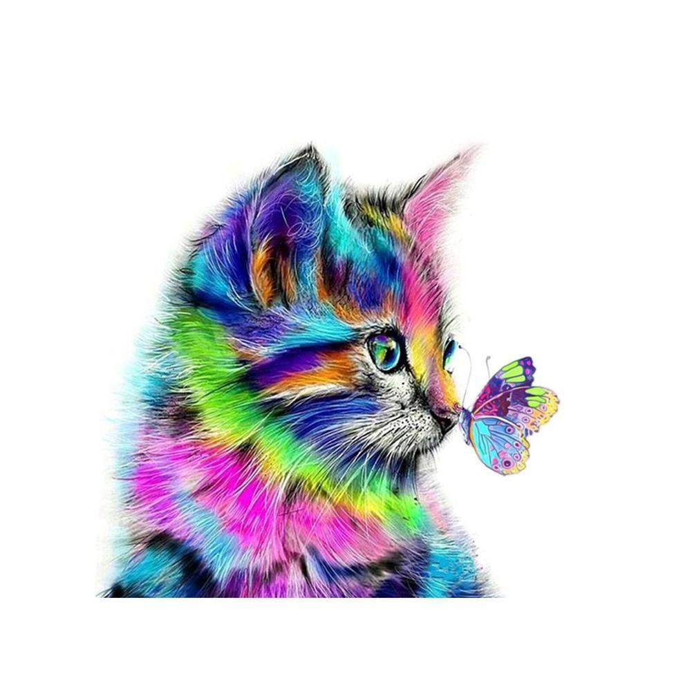 Papillon de chat - peinture complète de diamant - 30x30cm