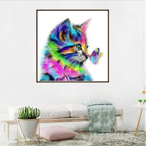Papillon de chat - peinture complète de diamant - 30x30cm