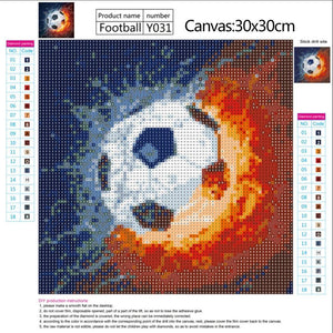 Football - diamant rond complet - 30x30cm