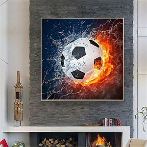 Football - diamant rond complet - 30x30cm