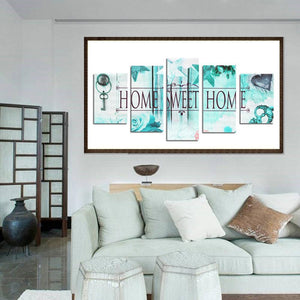 5pcs/set sweet home - peinture en diamant ronde - 95x45cm