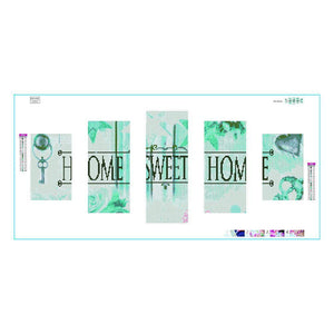 5pcs/set sweet home - peinture en diamant ronde - 95x45cm