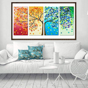 Arbre coloré 4 - photos - diamant rond complet - 80x40cm