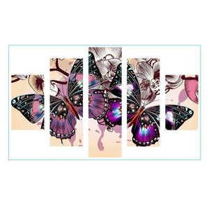 5pcs papillon coloré - peinture complète diamant - 95x45cm