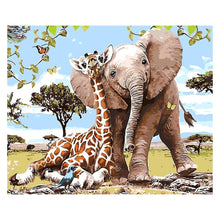 Charger l&#39;image dans la galerie, Éléphant de girafe - diamant rond complet - 30x35cm
