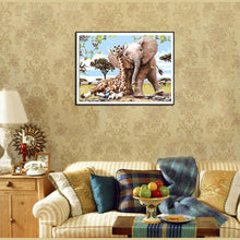 Charger l&#39;image dans la galerie, Éléphant de girafe - diamant rond complet - 30x35cm
