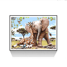 Charger l&#39;image dans la galerie, Éléphant de girafe - diamant rond complet - 30x35cm

