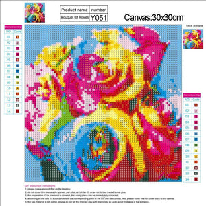 Rose - peinture en diamant complet - 30x30cm