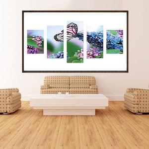 5pcs/fleurs de papillon set - peinture complète de diamant - 95x45cm