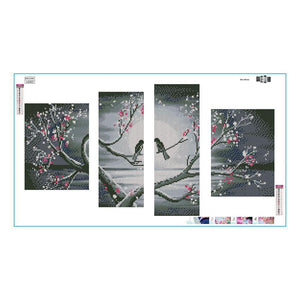 4pcs/set birds - peinture complète en diamant - 80x45cm