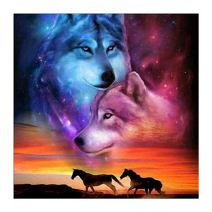Loup - diamant rond complet - 30x30cm