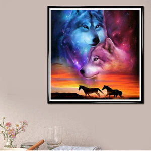 Loup - diamant rond complet - 30x30cm