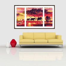 Charger l&#39;image dans la galerie, 3pcs/set elephant - peinture en diamant ronde - 80x45cm
