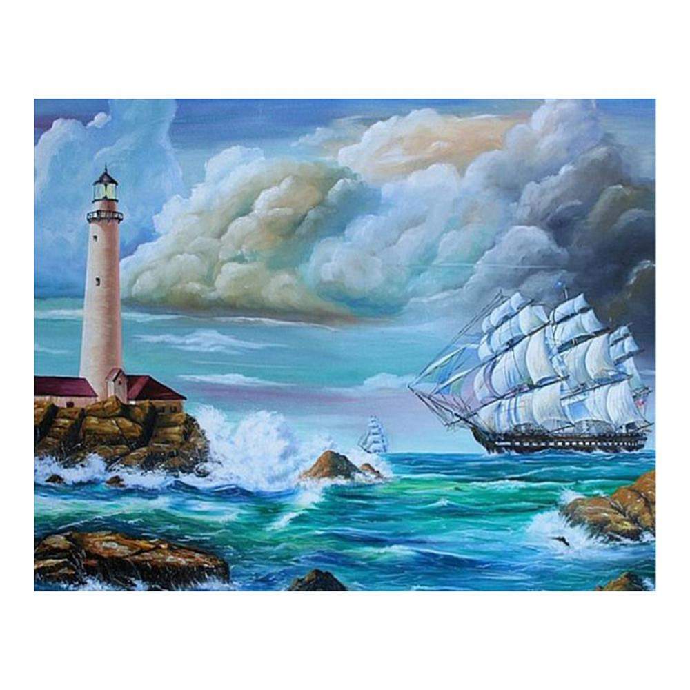 Mer - diamant rond complet - 30x25cm