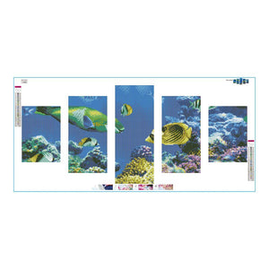 Organisme marin 5 - photos - diamant rond complet - 95x45cm