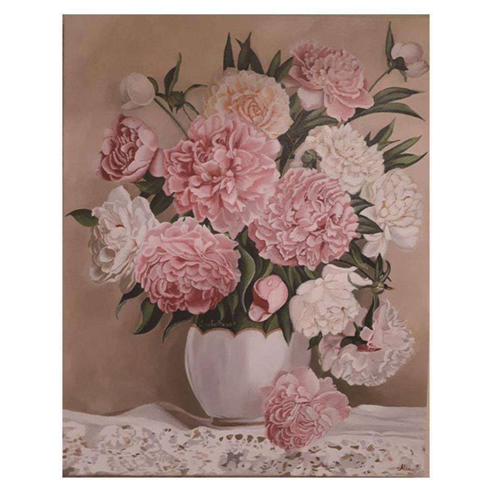 Ensemble pivoine - diamant rond complet - 25x30cm