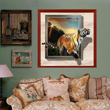 Charger l&#39;image dans la galerie, Tigre en cours d’exécution - diamant rond complet - 30x30cm

